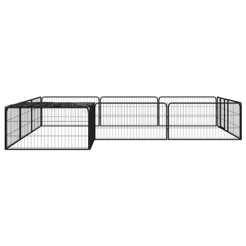 Afbeelding laden in galerijviewer, Vidaxl hondenkennel 12 panelen 100x50 cm gepoedercoat staal zwart