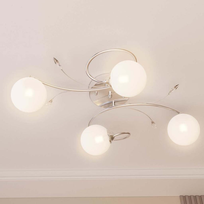 Afbeelding laden in galerijviewer, Vidaxl plafondlamp met glasbollen rond 4xg9