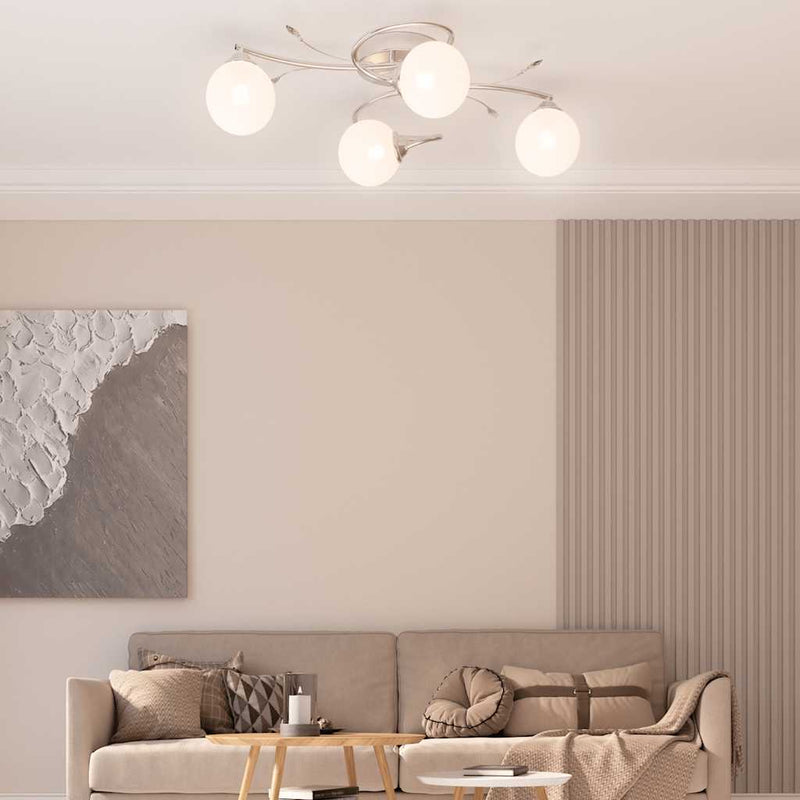 Afbeelding laden in galerijviewer, Vidaxl plafondlamp met glasbollen rond 4xg9