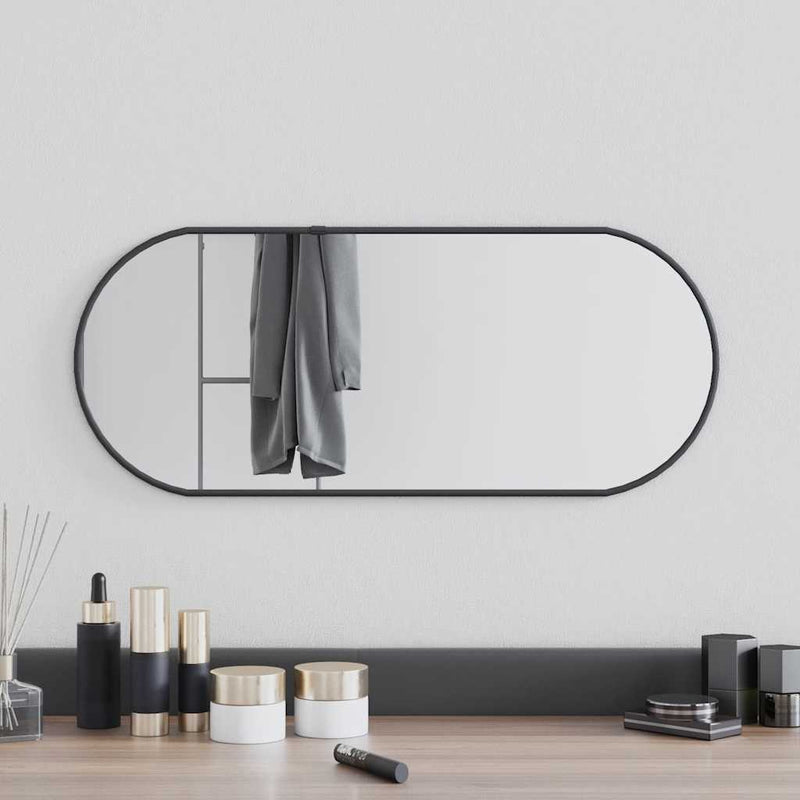 Afbeelding laden in galerijviewer, Vidaxl wandspiegel 60x25 cm ovaal zwart