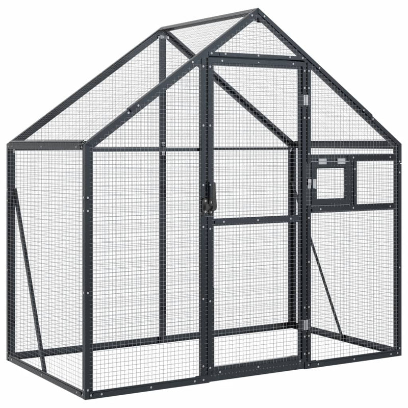 Afbeelding laden in galerijviewer, Vidaxl volière 179x100x185 m aluminium antracietkleurig