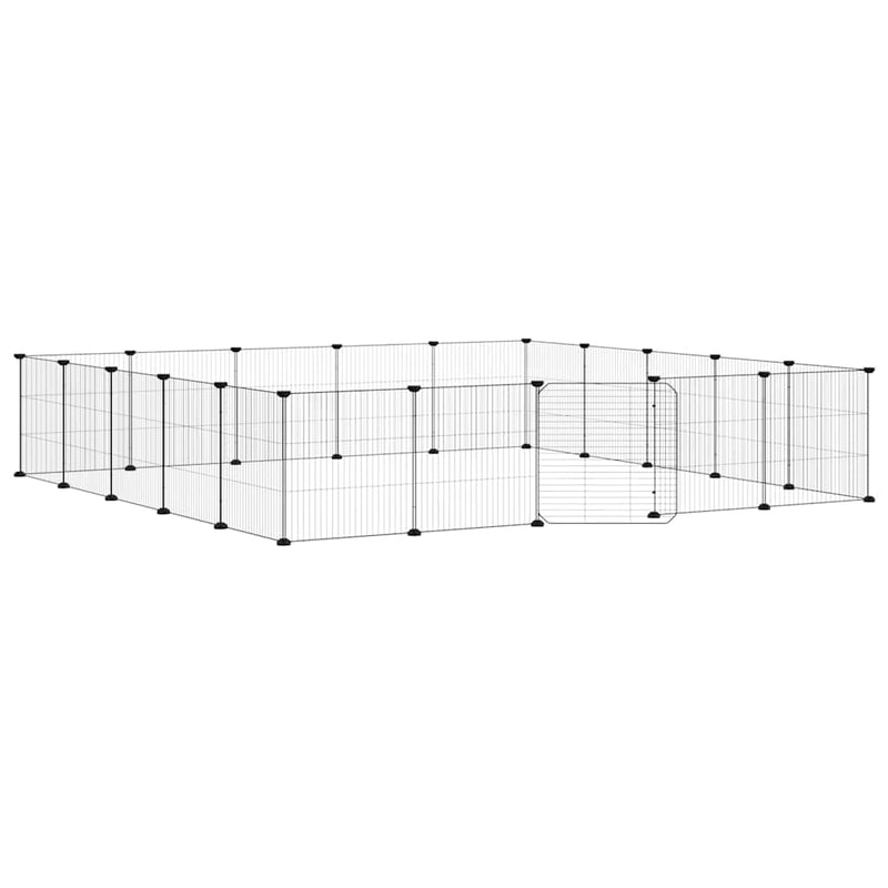 Afbeelding laden in galerijviewer, Vidaxl huisdierenkooi met deur 20 panelen 35x35 cm staal zwart
