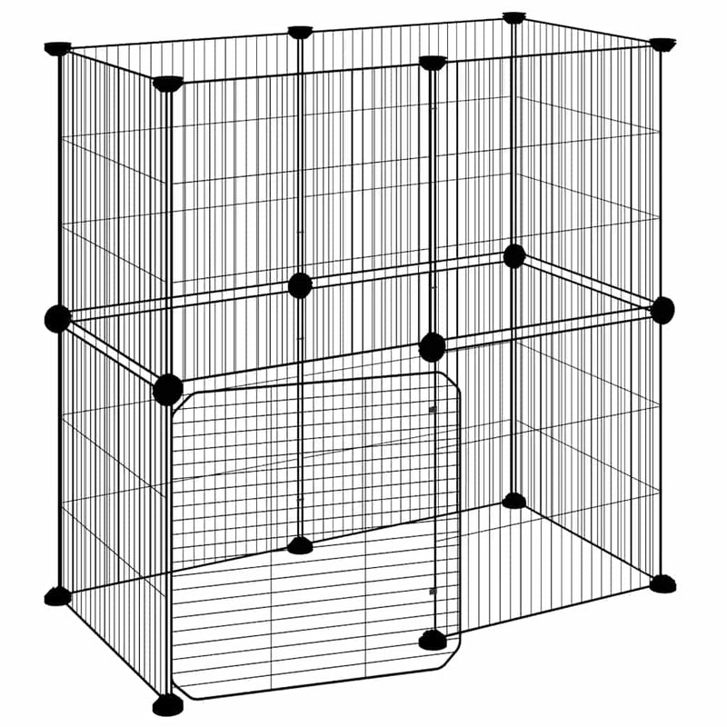 Afbeelding laden in galerijviewer, Vidaxl huisdierenkooi met deur 12 panelen 35x35 cm staal zwart