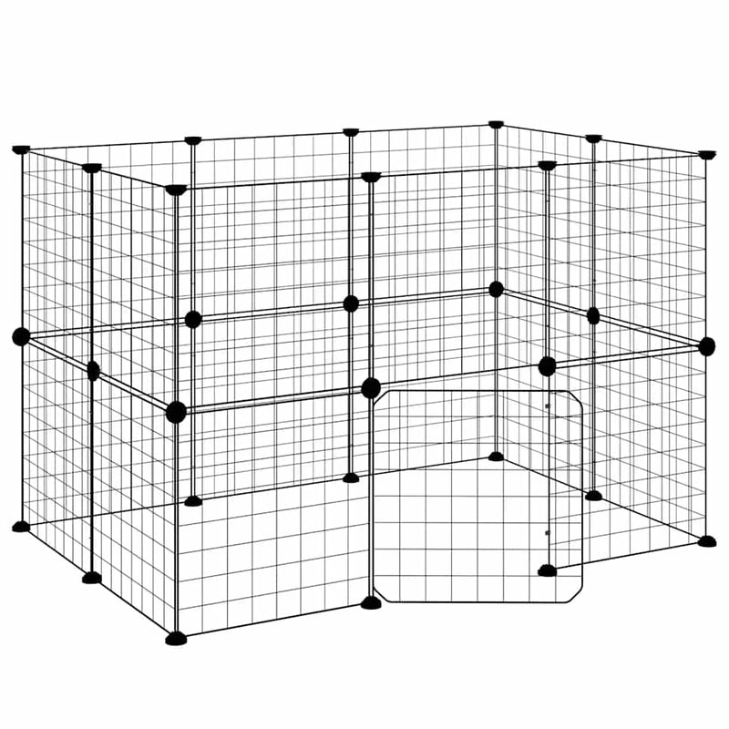 Afbeelding laden in galerijviewer, Vidaxl huisdierenkooi met deur 20 panelen 35x35 cm staal zwart