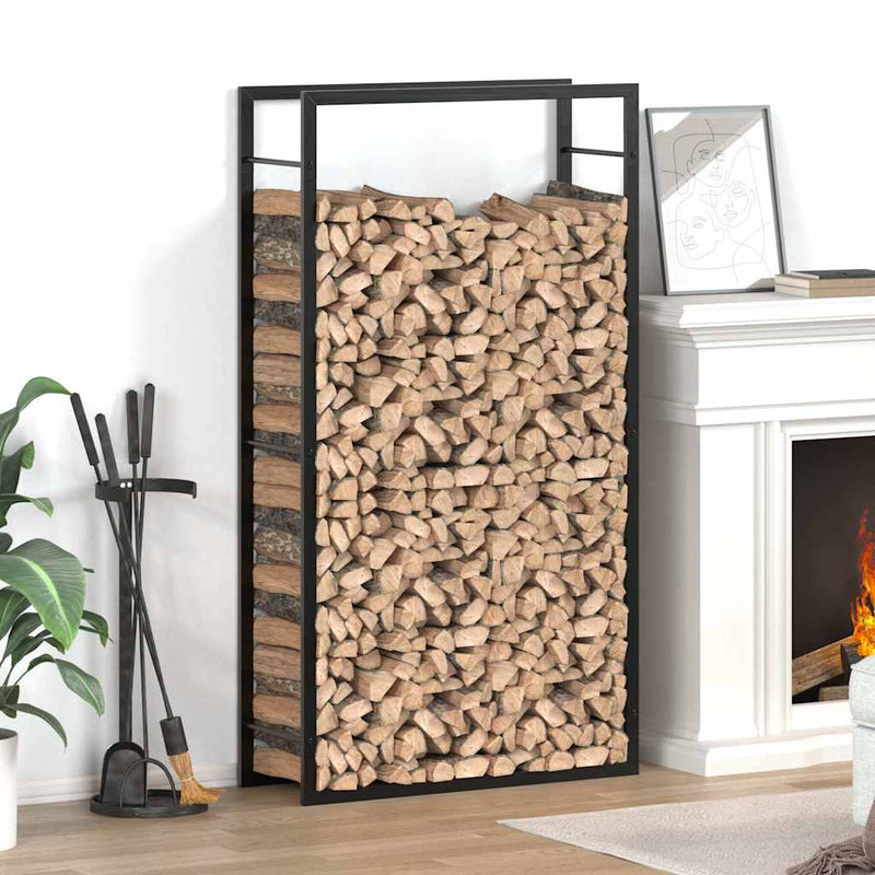 Afbeelding laden in galerijviewer, Vidaxl haardhoutrek matzwart 80x28x154 cm staal