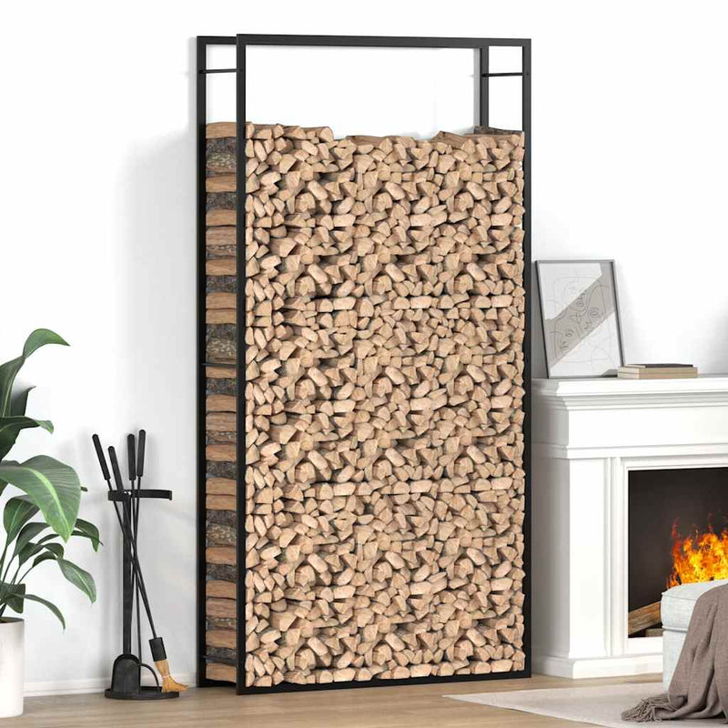 Afbeelding laden in galerijviewer, Vidaxl haardhoutrek 110x28x214 cm staal matzwart