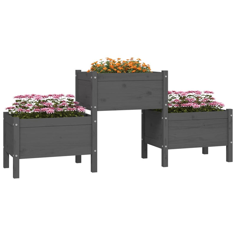 Afbeelding laden in galerijviewer, Vidaxl plantenbak 178,5x44x75 cm massief grenenhout grijs