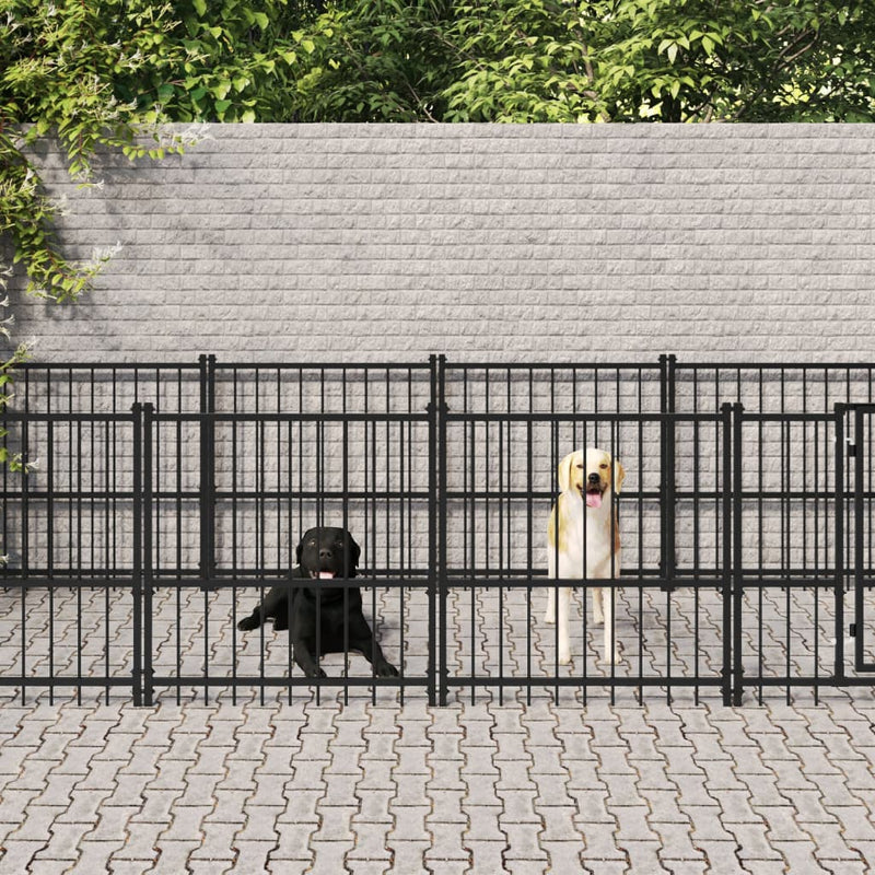 Afbeelding laden in galerijviewer, VidaXL Hondenkennel voor buiten 15,02 m² staal