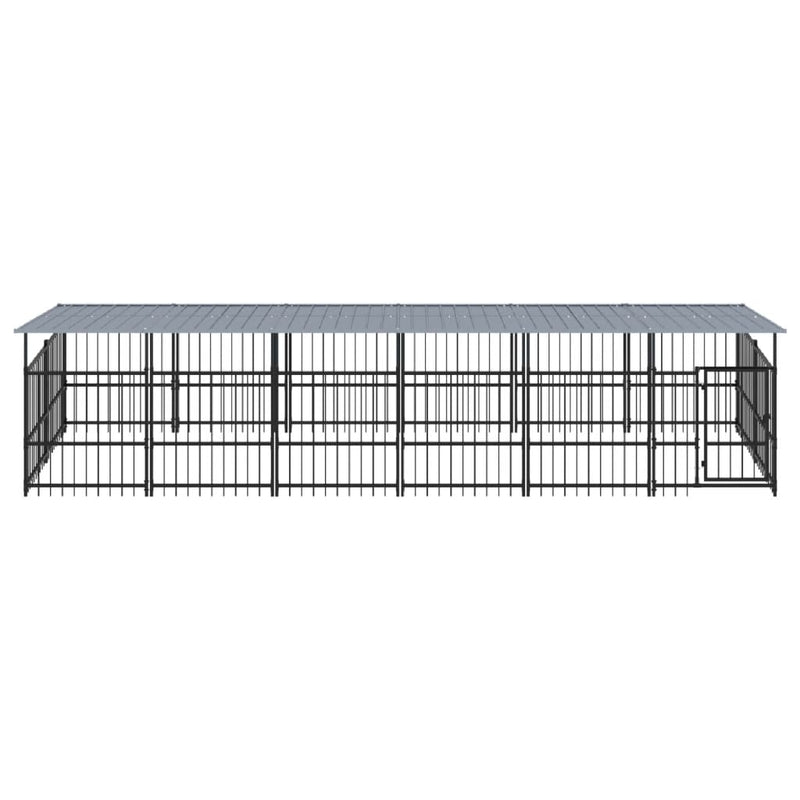 Afbeelding laden in galerijviewer, VidaXL Hondenkennel met dak 11,26 m² staal