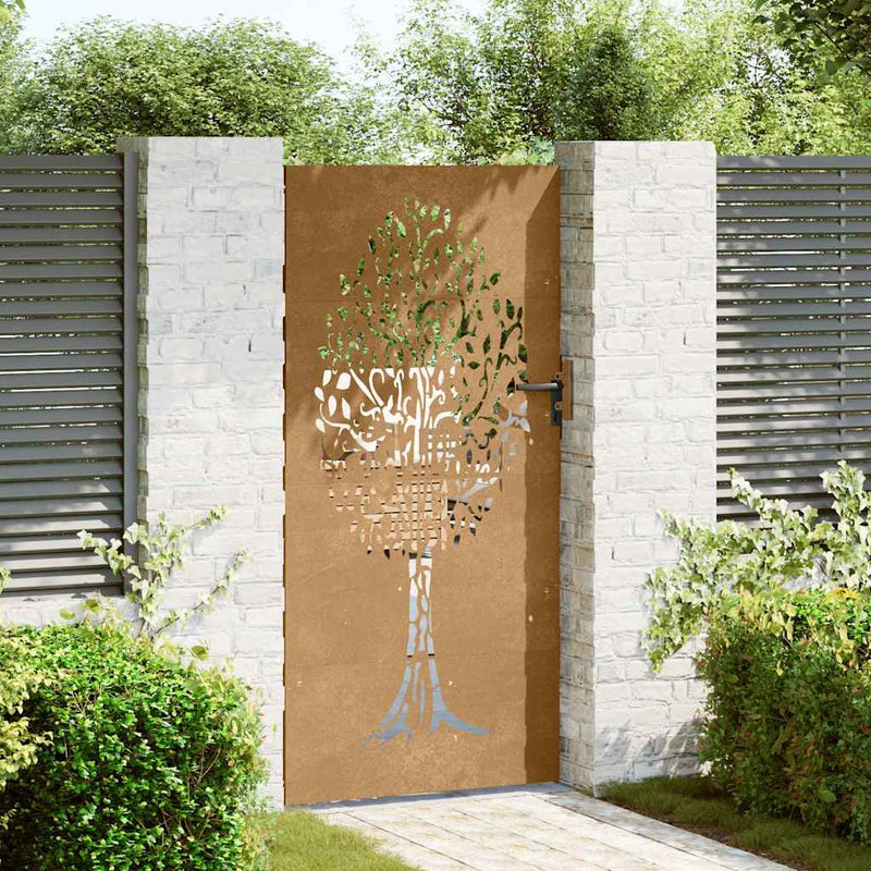 Afbeelding laden in galerijviewer, Vidaxl poort 85x175 cm boomontwerp cortenstaal