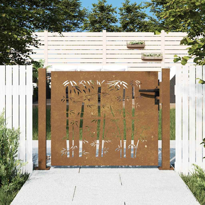 Afbeelding laden in galerijviewer, Vidaxl poort 100x75 cm bamboe-ontwerp cortenstaal
