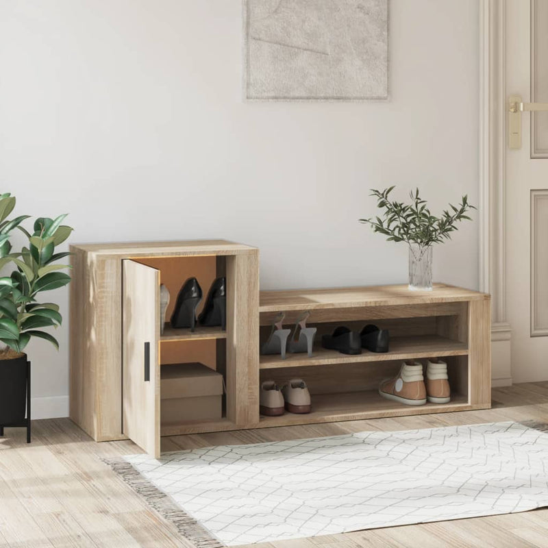 Afbeelding laden in galerijviewer, Vidaxl schoenenkast 130x35x54 cm bewerkt hout sonoma eikenkleurig