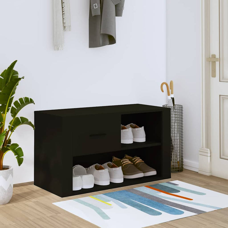 Afbeelding laden in galerijviewer, Vidaxl schoenenkast 80x35x45 cm bewerkt hout zwart
