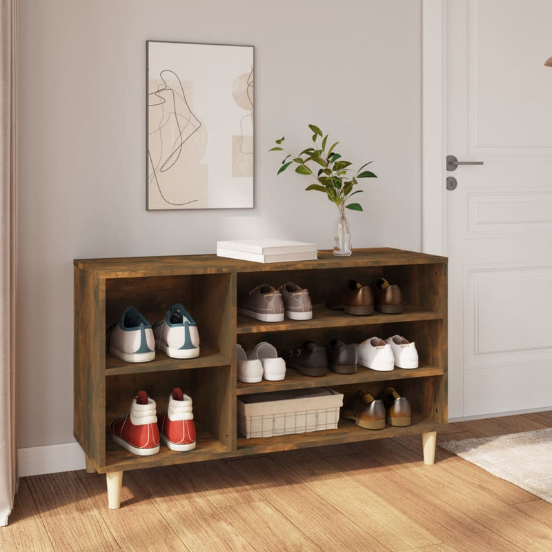 Afbeelding laden in galerijviewer, Vidaxl schoenenkast 102x36x60 cm bewerkt hout gerookt eikenkleurig