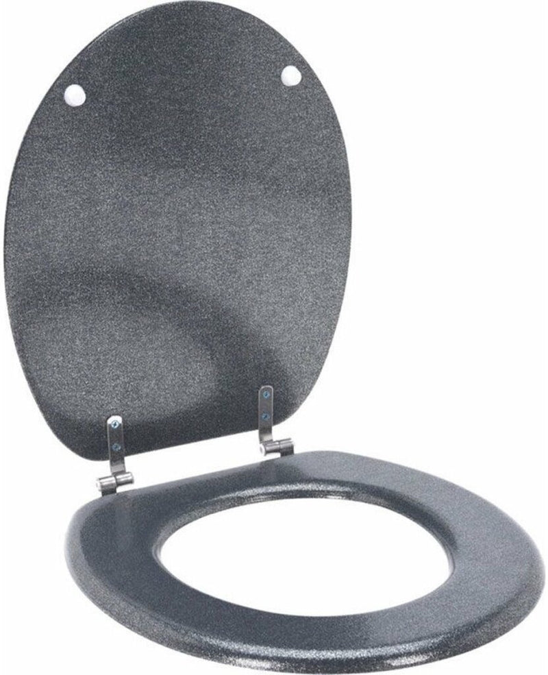 Afbeelding laden in galerijviewer, Bathroom solutions toiletbril 45x37.5 cm zilver mdf