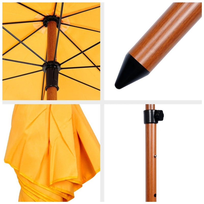 Afbeelding laden in galerijviewer, Overige merken parasol met houtlook 220 cm geel