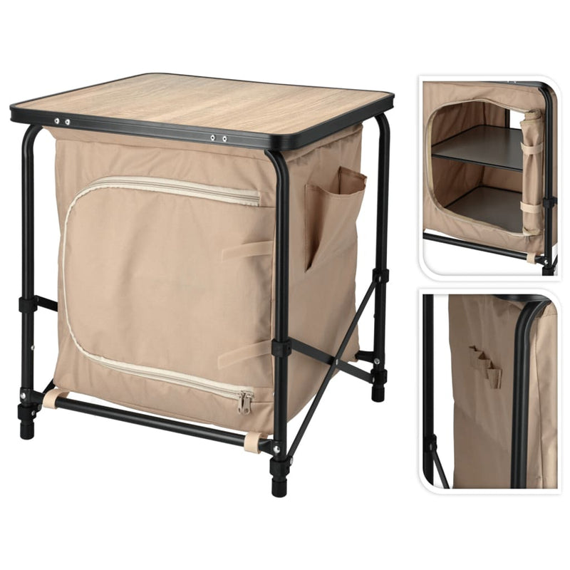 Afbeelding laden in galerijviewer, Redcliffs Campingtafel met kast 48x48x53,5 cm beige