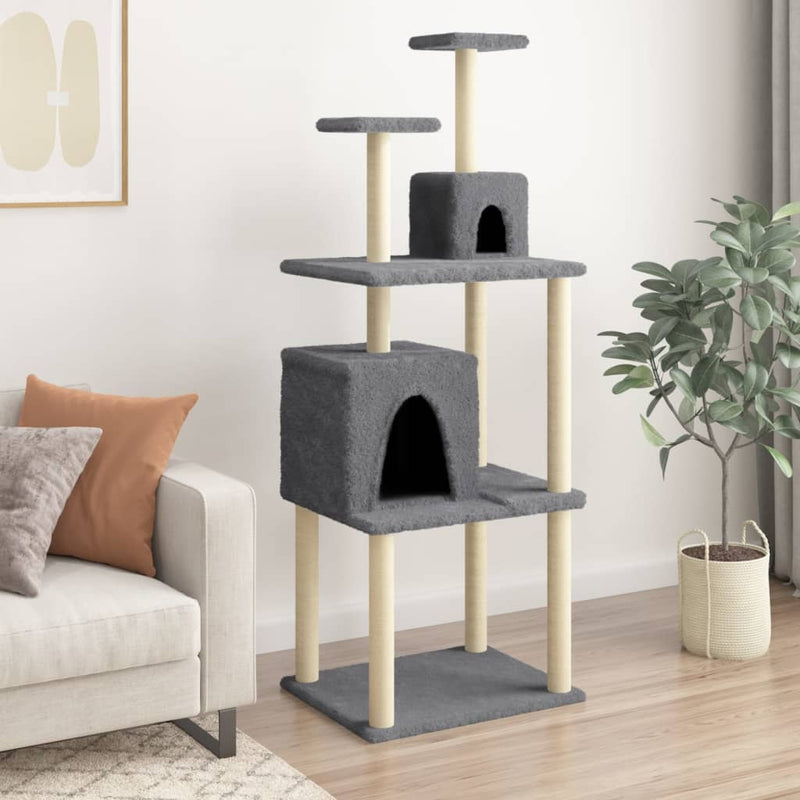 Afbeelding laden in galerijviewer, Vidaxl kattenmeubel met sisal krabpalen 167 cm donkergrijs