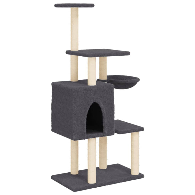 Afbeelding laden in galerijviewer, Vidaxl kattenmeubel met sisal krabpalen 131 cm donkergrijs