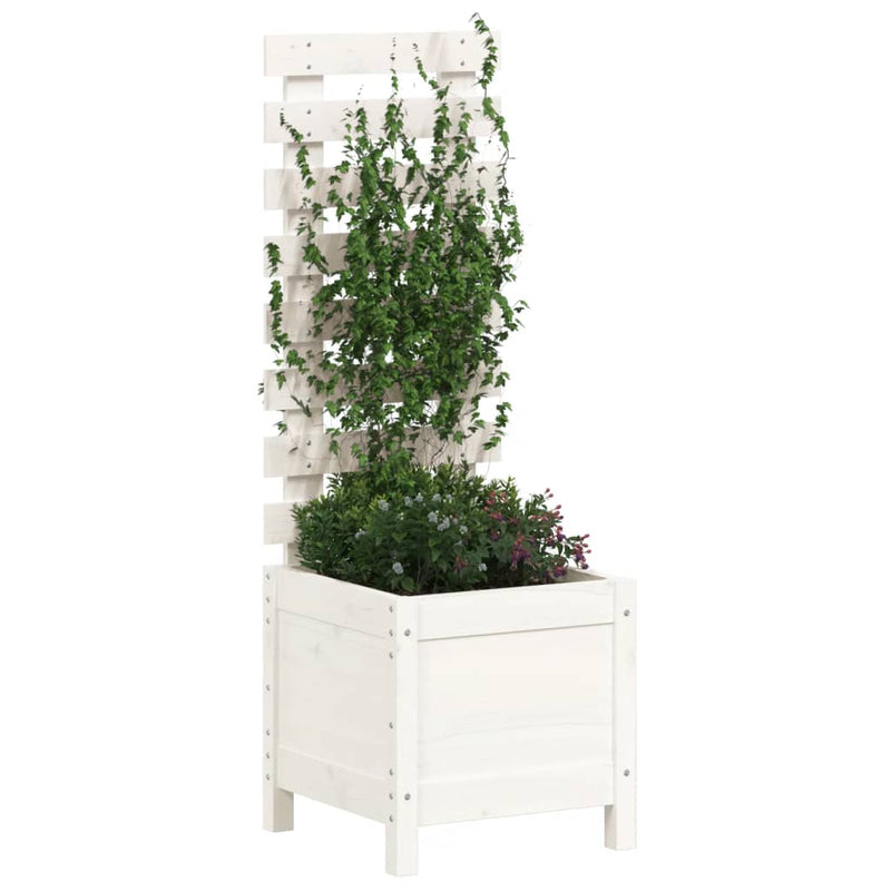 Afbeelding laden in galerijviewer, Vidaxl plantenbak met rek 39x39,5x114 cm massief grenenhout wit