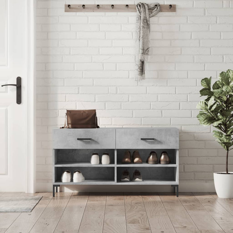 Afbeelding laden in galerijviewer, Vidaxl schoenenbank 102x35x55 cm bewerkt hout betongrijs