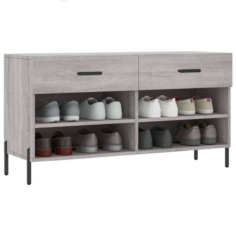Afbeelding laden in galerijviewer, Vidaxl schoenenbank 102x35x55 cm bewerkt hout grijs sonoma eikenkleur