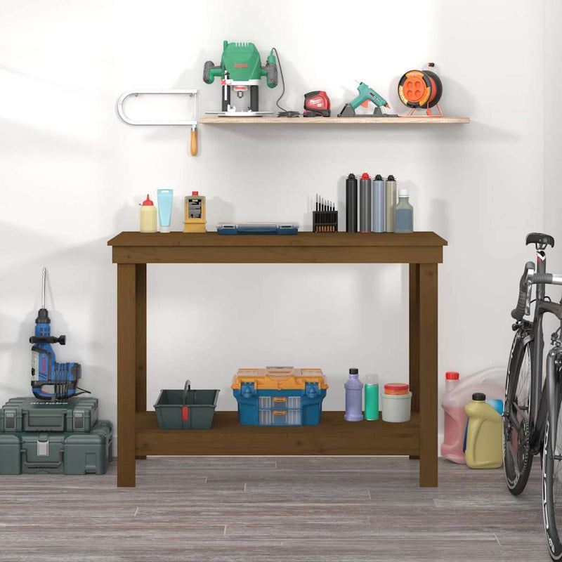 Afbeelding laden in galerijviewer, Vidaxl werkbank 110x50x80 cm massief grenenhout honingbruin
