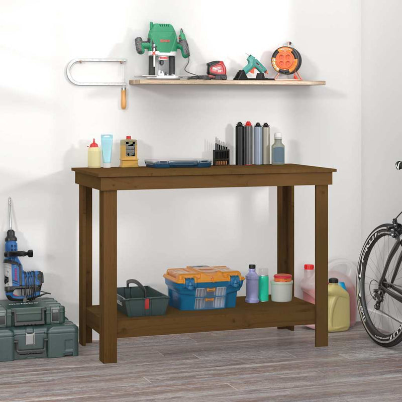Afbeelding laden in galerijviewer, Vidaxl werkbank 110x50x80 cm massief grenenhout honingbruin