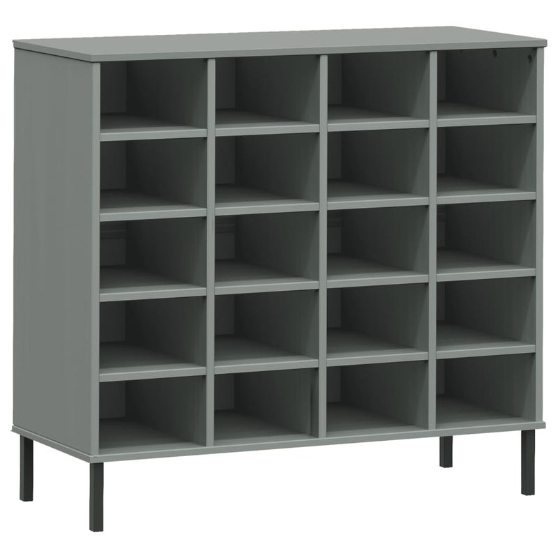 Afbeelding laden in galerijviewer, Vidaxl schoenenrek met metalen poten oslo 95x35x86 cm grenen grijs