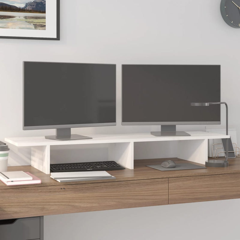 Afbeelding laden in galerijviewer, Vidaxl monitorstandaard 100x27x15 cm massief grenenhout wit