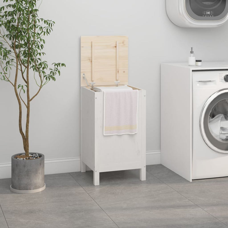 Afbeelding laden in galerijviewer, VidaXL Wasmand 44x44x76 cm massief grenenhout wit
