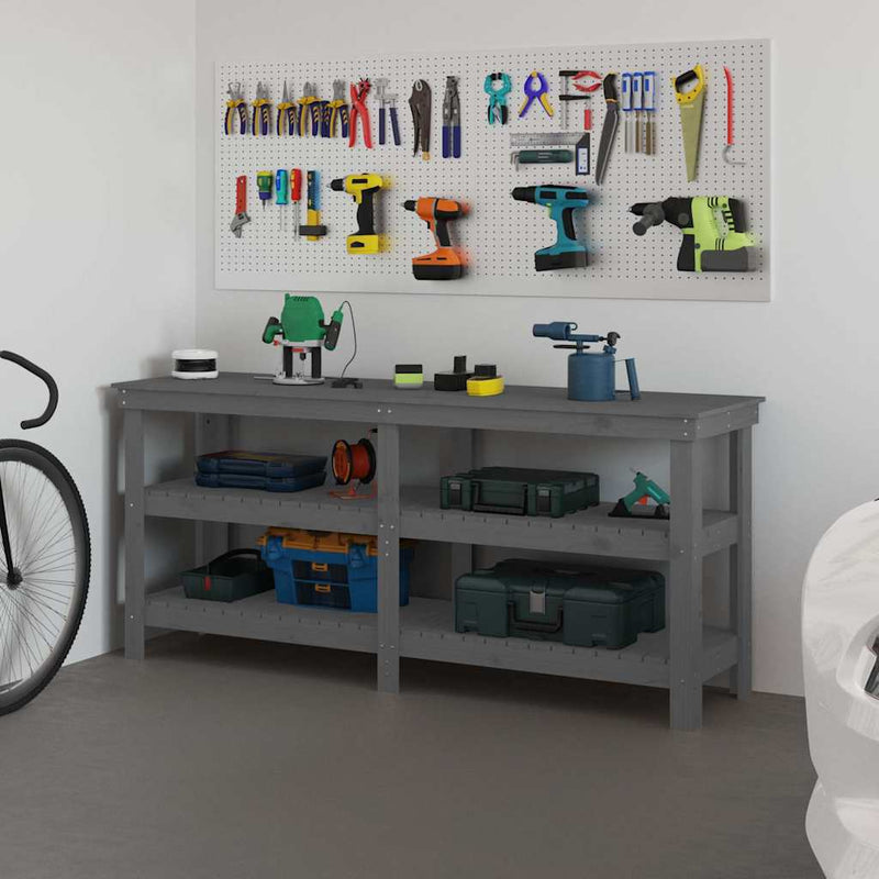 Afbeelding laden in galerijviewer, Vidaxl werkbank 181x50x80 cm massief grenenhout grijs