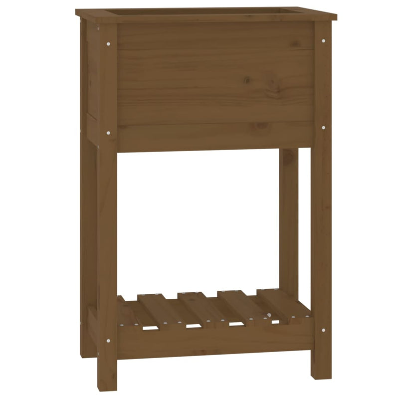 Afbeelding laden in galerijviewer, Vidaxl plantenbak met schap 54x34,5x81 cm grenenhout honingbruin