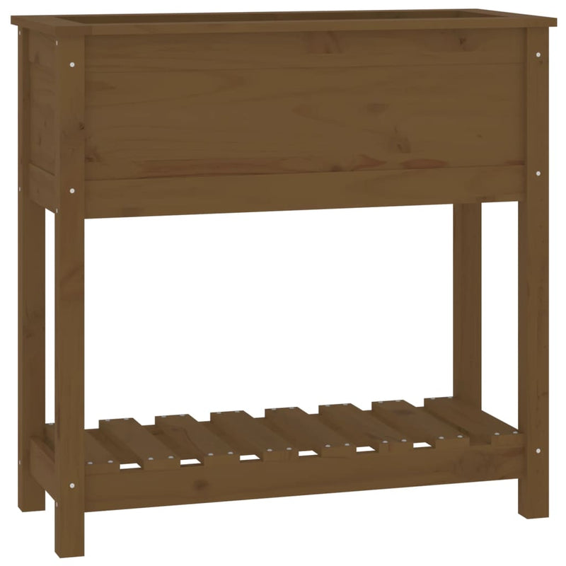 Afbeelding laden in galerijviewer, Vidaxl plantenbak met schap 82,5x34,5x81 cm grenenhout honingbruin