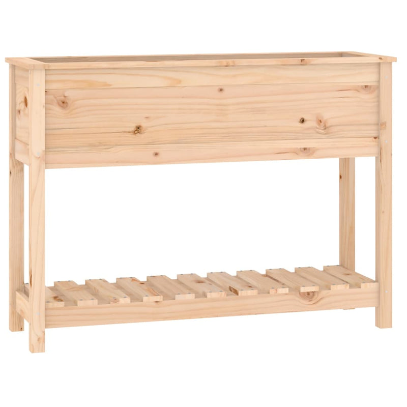 Afbeelding laden in galerijviewer, Vidaxl plantenbak met schap 111,5x34,5x81 cm massief grenenhout