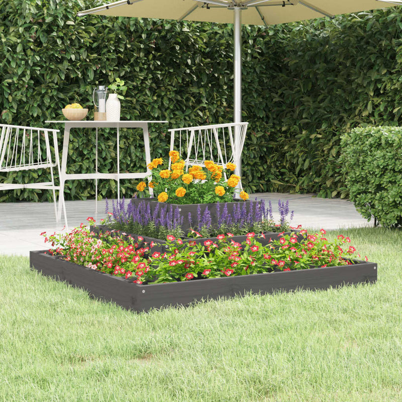 Afbeelding laden in galerijviewer, Vidaxl plantenbak 80x80x27 cm massief grenenhout grijs