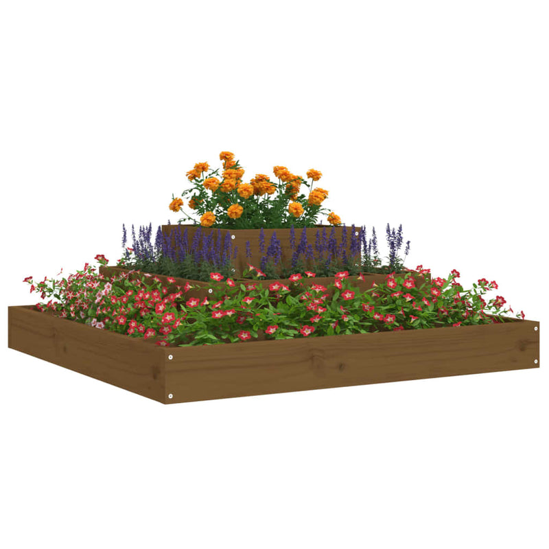 Afbeelding laden in galerijviewer, Vidaxl plantenbak 80x80x27 cm massief grenenhout honingbruin