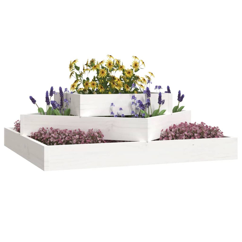 Afbeelding laden in galerijviewer, Vidaxl plantenbak 83x83x27 cm massief grenenhout wit