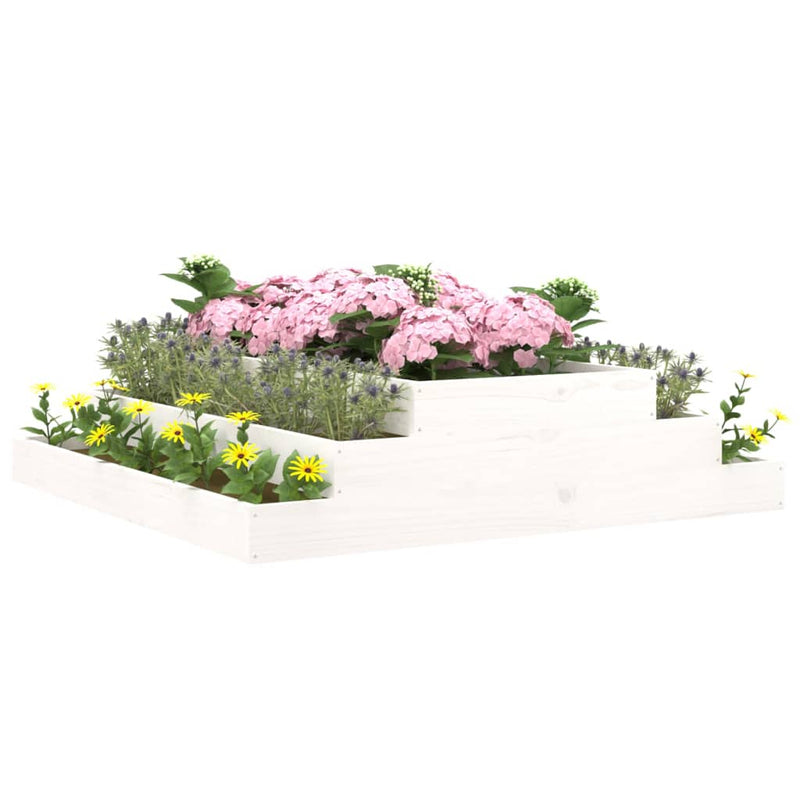 Afbeelding laden in galerijviewer, Vidaxl plantenbak 110x110x27 cm massief grenenhout wit