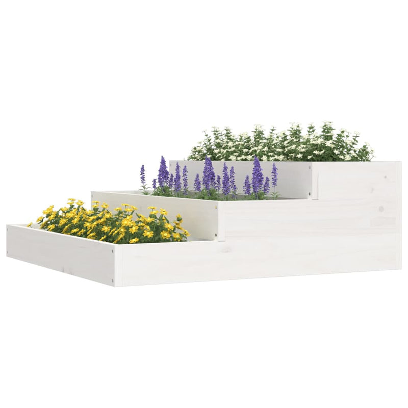 Afbeelding laden in galerijviewer, Vidaxl plantenbak 78x78x27 cm massief grenenhout wit