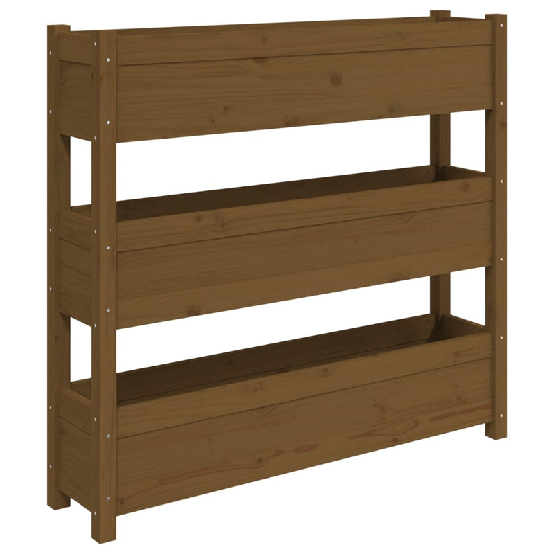 Afbeelding laden in galerijviewer, Vidaxl plantenbak 112x25x104,5 cm massief grenenhout honingbruin