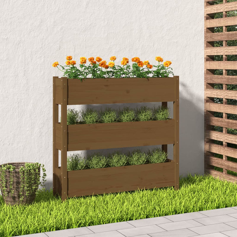 Afbeelding laden in galerijviewer, Vidaxl plantenbak 112x25x104,5 cm massief grenenhout honingbruin