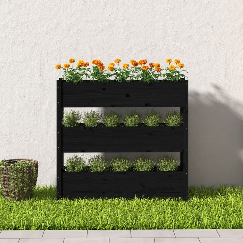 Afbeelding laden in galerijviewer, Vidaxl plantenbak 112x25x104,5 cm massief grenenhout zwart
