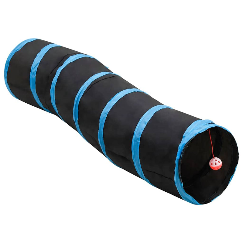Afbeelding laden in galerijviewer, Vidaxl kattentunnel s-vorm 122 cm polyester zwart en blauw