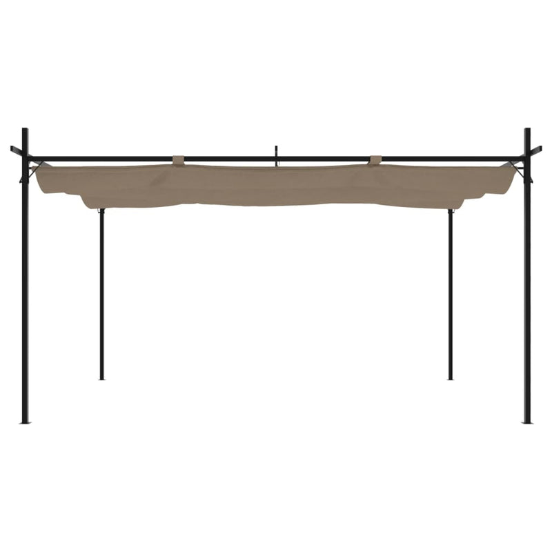 Afbeelding laden in galerijviewer, Vidaxl pergola met uitschuifbaar dak 395x292x230 taupe
