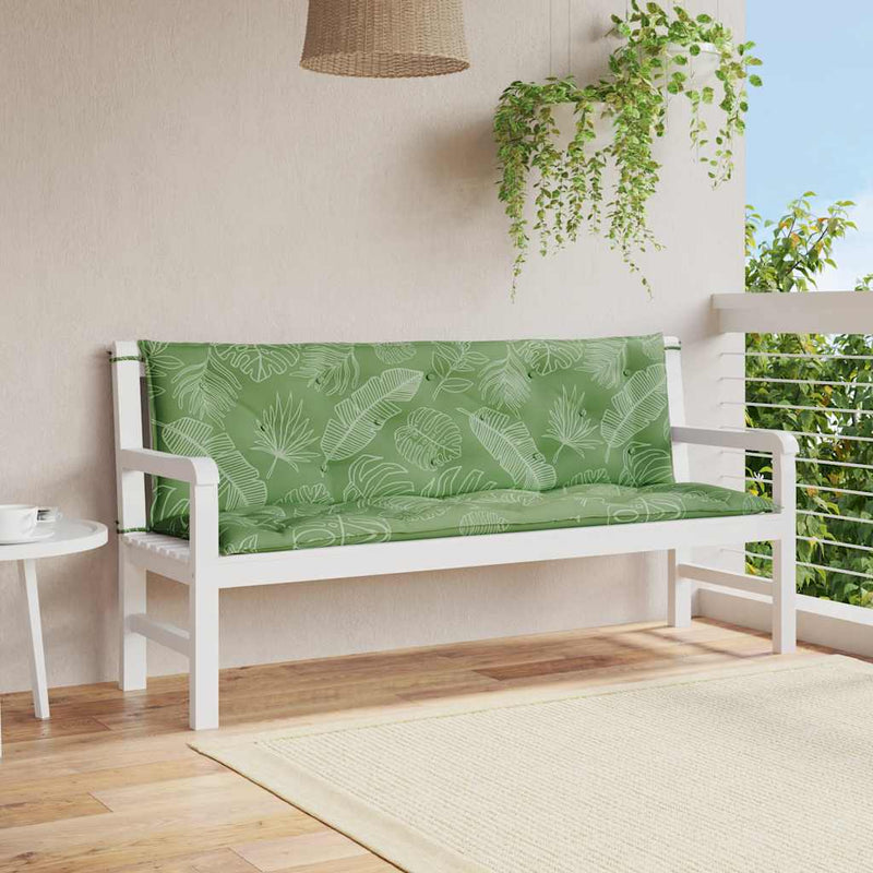 Afbeelding laden in galerijviewer, Vidaxl tuinbankkussens 2 st bladpatroon 150x50x7 cm stof