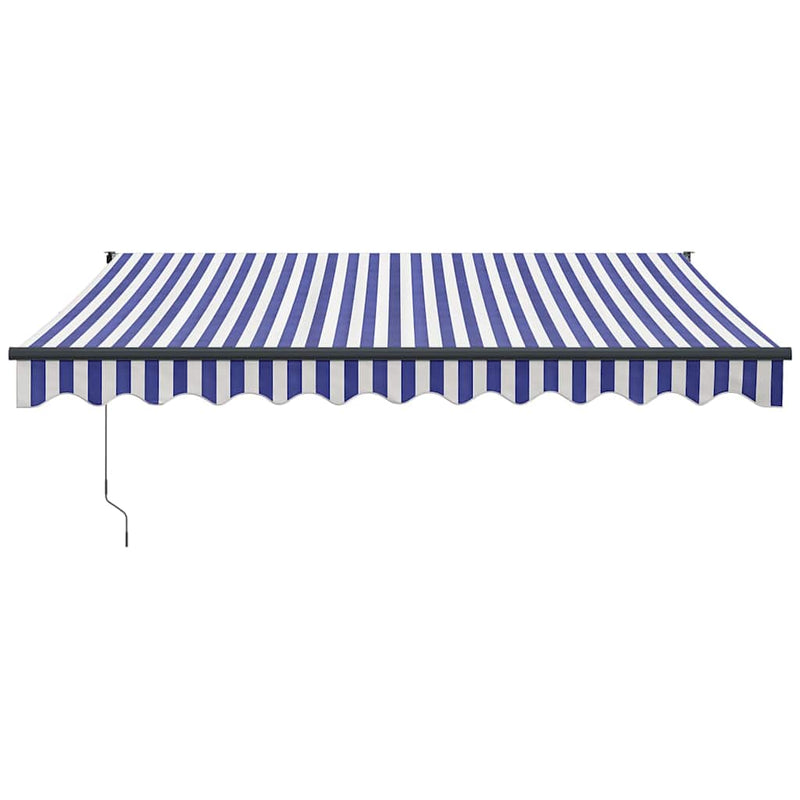 Afbeelding laden in galerijviewer, Vidaxl luifel elektrisch uitschuifbaar 3,5x2,5 m blauw en wit