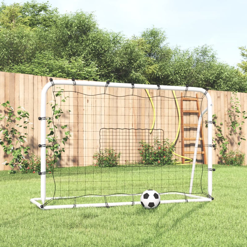 Afbeelding laden in galerijviewer, Vidaxl voetbalrebounder 184x61x123 cm staal en pe wit en zwart