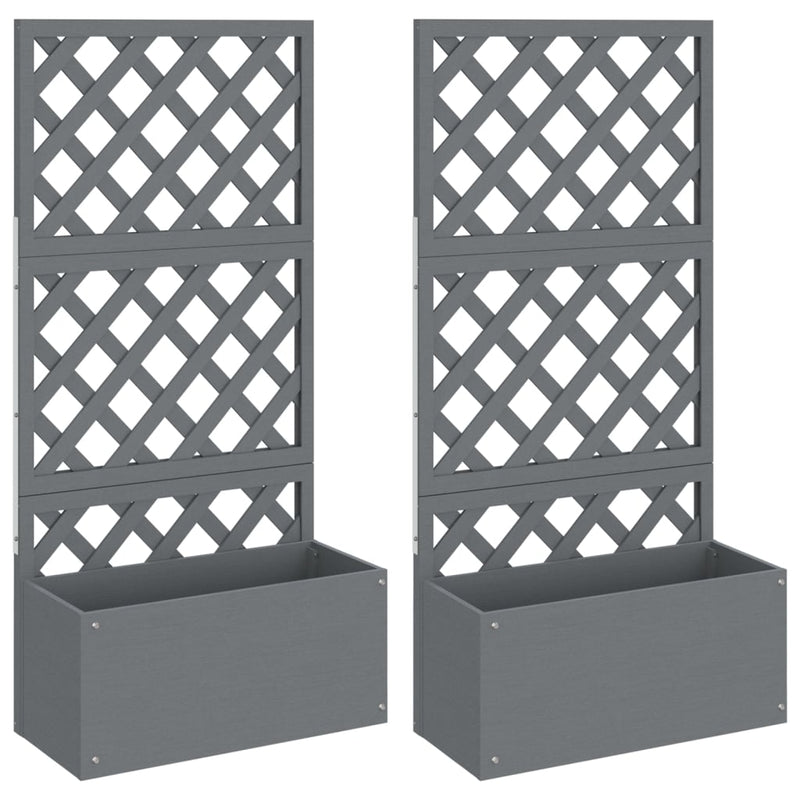 Afbeelding laden in galerijviewer, Vidaxl plantenbakken met latwerk 2 st 65x33x135 cm hkc grijs