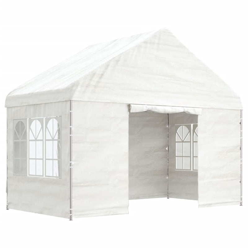 Afbeelding laden in galerijviewer, Vidaxl prieel met dak 4,08x2,23x3,22 m polyetheen wit